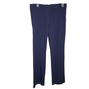 Betabrand Classic Yoga Dress Pants Blue Chevron 0076 Large